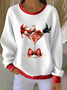 Casual Crew Neck Santa Claus Sweatshirt Printing