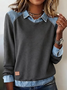 Vintage Shawl Collar Plain Sweatshirt