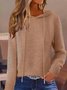 Women Plain Long Sleeve Comfy Casual Split Joint Sweater
