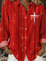 Shirt Collar Long Sleeve Christmas Regular Loose Shirt For Women