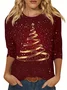 Casual Christmas Crew Neck Long Sleeve T-shirt
