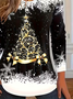 Casual Christmas Crew Neck Long Sleeve T-shirt