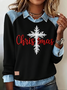 Casual Shawl Collar Christmas Sweatshirt