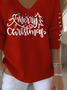 Casual Christmas V Neck Long Sleeve T-shirt