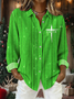 Shirt Collar Long Sleeve Christmas Regular Loose Shirt For Women