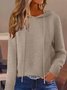 Women Plain Long Sleeve Comfy Casual Split Joint Sweater
