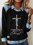 Casual Shawl Collar Christmas Sweatshirt