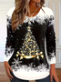 Casual Christmas Crew Neck Long Sleeve T-shirt
