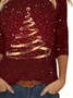 Casual Christmas Crew Neck Long Sleeve T-shirt