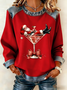 Vintage Crew Neck Santa Claus Sweatshirt Printing