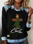 Casual Shawl Collar Christmas Sweatshirt