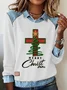 Casual Shawl Collar Christmas Sweatshirt