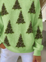 Casual Crew Neck Christmas Sweatshirt Printing