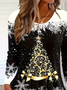 Casual Christmas Crew Neck Long Sleeve T-shirt
