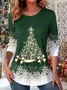 Casual Christmas Crew Neck Long Sleeve T-shirt