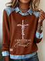 Casual Shawl Collar Christmas Sweatshirt