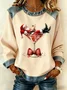 Vintage Crew Neck Santa Claus Sweatshirt Printing