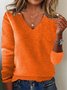 Women Wool-Blend Plain Long Sleeve Comfy Vintage Sweater