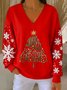 Casual V Neck Christmas Sweatshirt