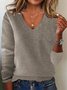Women Wool-Blend Plain Long Sleeve Comfy Vintage Sweater