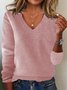 Women Wool-Blend Plain Long Sleeve Comfy Vintage Sweater