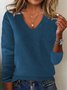 Women Wool-Blend Plain Long Sleeve Comfy Vintage Sweater