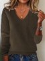 Women Wool-Blend Plain Long Sleeve Comfy Vintage Sweater