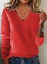 Women Wool-Blend Plain Long Sleeve Comfy Vintage Sweater