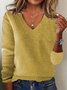Women Wool-Blend Plain Long Sleeve Comfy Vintage Sweater