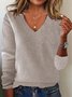 Women Wool-Blend Plain Long Sleeve Comfy Vintage Sweater