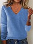 Women Wool-Blend Plain Long Sleeve Comfy Vintage Sweater