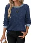 Casual Plain Crew Neck Long Sleeve T-shirt