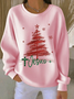 Casual Crew Neck Christmas Sweatshirt Printing