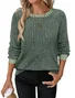 Casual Plain Crew Neck Long Sleeve T-shirt