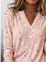 Casual Star V Neck Long Sleeve T-shirt
