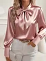 Long Sleeve Plain Regular Loose Shirt For Women