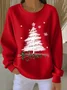 Casual Crew Neck Christmas Sweatshirt Printing