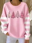 Casual Crew Neck Striped Sweatshirt Printing