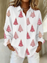 Shirt Collar Regular Sleeve Long Sleeve Christmas Buckle Regular Loose Button Up Shirt Shirt For Women