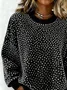 Casual Crew Neck Abstract Polka Dots Sweatshirt Printing
