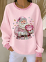 Casual Crew Neck Santa Claus Sweatshirt Printing