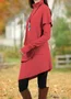Women Plain Turtleneck Long Sleeve Comfy Casual Midi Dress
