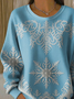 Casual Crew Neck Christmas Sweatshirt Printing