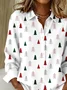 Shirt Collar Regular Sleeve Long Sleeve Christmas Buckle Regular Loose Button Up Shirt Shirt For Women
