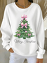 Casual Crew Neck Christmas Sweatshirt Printing