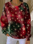 Casual Crew Neck Christmas Sweatshirt Printing