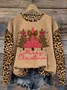 Casual Crew Neck Leopard Sweatshirt Printing