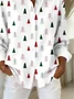 Shirt Collar Regular Sleeve Long Sleeve Christmas Buckle Regular Loose Button Up Shirt Shirt For Women