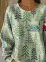 Casual Crew Neck Santa Claus Sweatshirt Printing