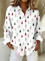 Shirt Collar Regular Sleeve Long Sleeve Christmas Buckle Regular Loose Button Up Shirt Shirt For Women